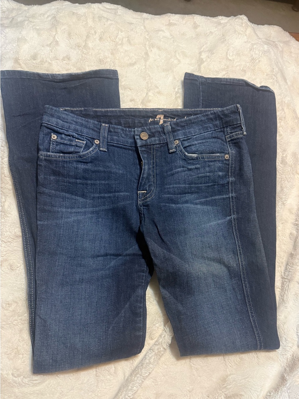 7 For All Mankind Women's Boot Cut Jeans in Dark Blue Wash